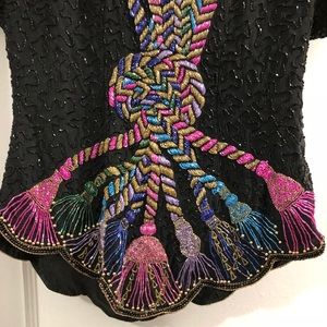 Stunning Beaded Vintage Silk Top Marshall Fields.